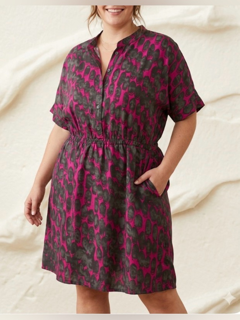 Tessuto 3X (22-24) short sleeve dress purple black
